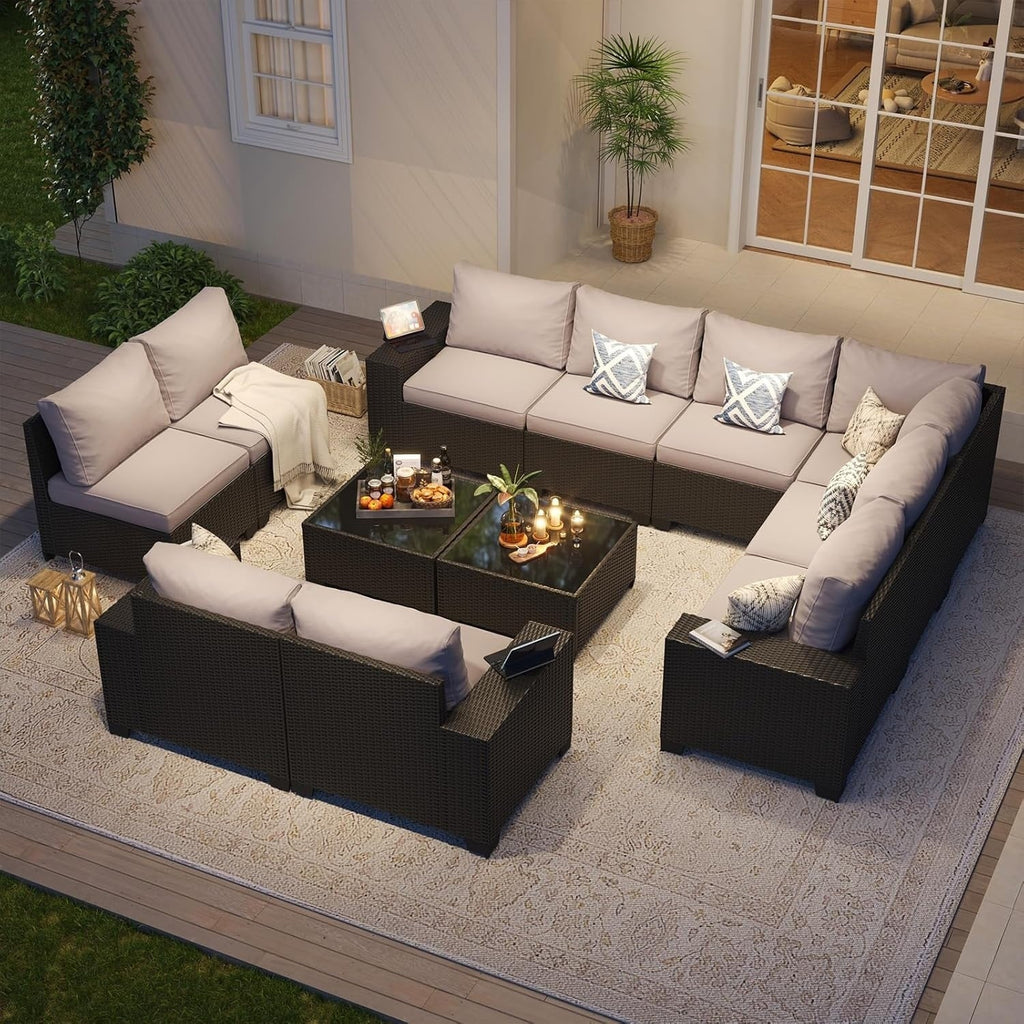 Ensembles de meubles de patio extérieurs avec coussins épais de 4 pouces