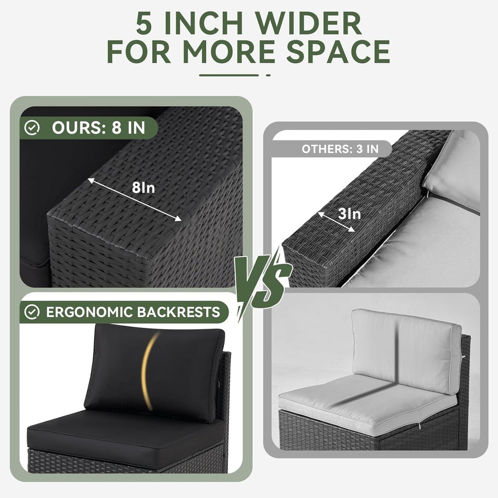 Ensembles de meubles de patio extérieurs avec coussins épais de 4 pouces