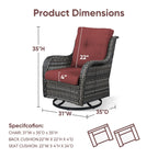 Chaises à bascule d'extérieur en osier Gymojoy avec base pivotante (lot de 2)