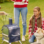 Four à pizza extérieur au feu de bois, machine à pizza à 2 couches, gril à pizza extérieur pour fêtes dans la cour - 12 pouces