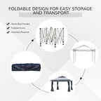 Outsunny 12' x 12' Pop Up Canopy Sun Shade Tente instantanée pliable avec filet latéral en maille, hauteur réglable sur 3 niveaux