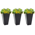 Lot de 3 grands pots de fleurs en plastique Outsunny 28 cm, pour l'intérieur et l'extérieur, pour l'entrée, la terrasse et la cour.