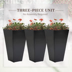 Lot de 3 grands pots de fleurs en plastique Outsunny 28 cm, pour l'intérieur et l'extérieur, pour l'entrée, la terrasse et la cour.