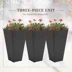 Lot de 3 grands pots de fleurs en plastique Outsunny 28 cm, pour l'intérieur et l'extérieur, pour l'entrée, la terrasse et la cour.