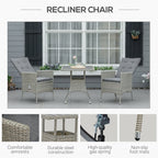 Ensemble de 3 canapés de patio Outsunny en rotin synthétique, chaises inclinables d'extérieur, table basse avec plateau en plastique grain de bois