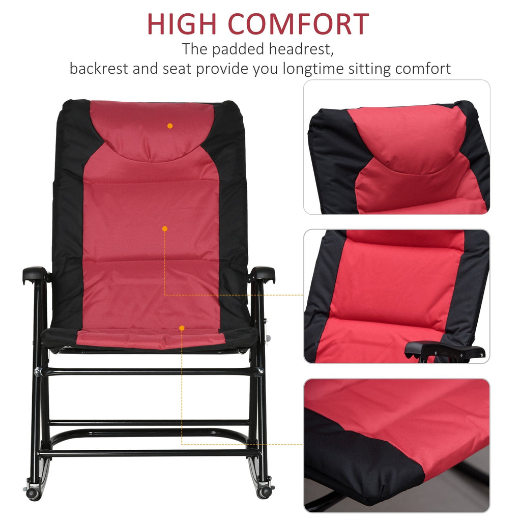 Ensemble de chaises à bascule pliantes Outsunny avec siège et dossier rembourrés, oreiller
