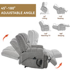 Fauteuil inclinable électrique surdimensionné en chenille avec massage et chauffage lombaire, inclinable en position infinie