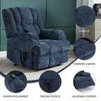 Fauteuil inclinable électrique surdimensionné en chenille avec massage et chauffage lombaire, inclinable en position infinie