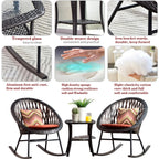 Ensemble bistrot OVIOS 3 pièces avec chaises à bascule et table basse en verre