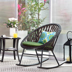 Ensemble bistrot OVIOS 3 pièces avec chaises à bascule et table basse en verre