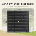 Ensemble de salle à manger de patio 6 pièces MAISON ARTS avec parasol à inclinaison automatique à 3 niveaux de 10 pieds : 4 chaises d'extérieur en métal et 1 table à manger carrée en métal