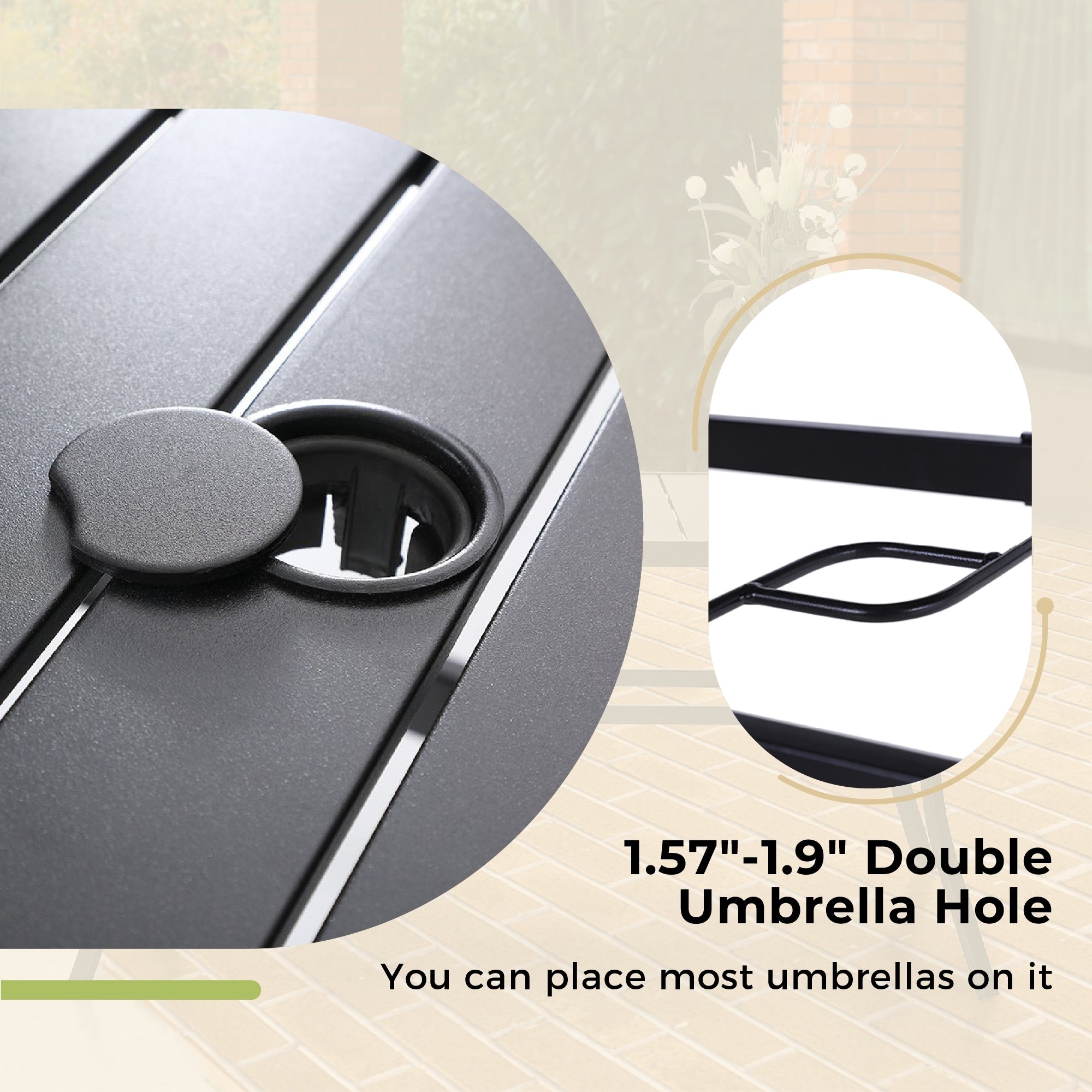 Ensemble de salle à manger de patio 6 pièces MAISON ARTS avec parasol à inclinaison automatique à 3 niveaux de 10 pieds : 4 chaises d'extérieur en métal et 1 table à manger carrée en métal