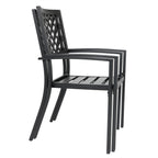 Ensemble de salle à manger de patio 6 pièces MAISON ARTS avec parasol à inclinaison automatique à 3 niveaux de 10 pieds : 4 chaises d'extérieur en métal et 1 table à manger carrée en métal