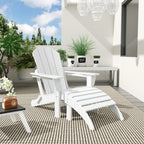 Chaise Adirondack pliable Polytrends Laguna en PEHD pour terrasse extérieure toutes saisons avec pouf (ensemble 2 pièces)
