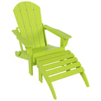 Chaise Adirondack pliable Polytrends Laguna en PEHD pour terrasse extérieure toutes saisons avec pouf (ensemble 2 pièces)