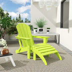Chaise Adirondack pliable Polytrends Laguna en PEHD pour terrasse extérieure toutes saisons avec pouf (ensemble 2 pièces)