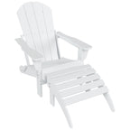Chaise Adirondack pliable Polytrends Laguna en PEHD pour terrasse extérieure toutes saisons avec pouf (ensemble 2 pièces)
