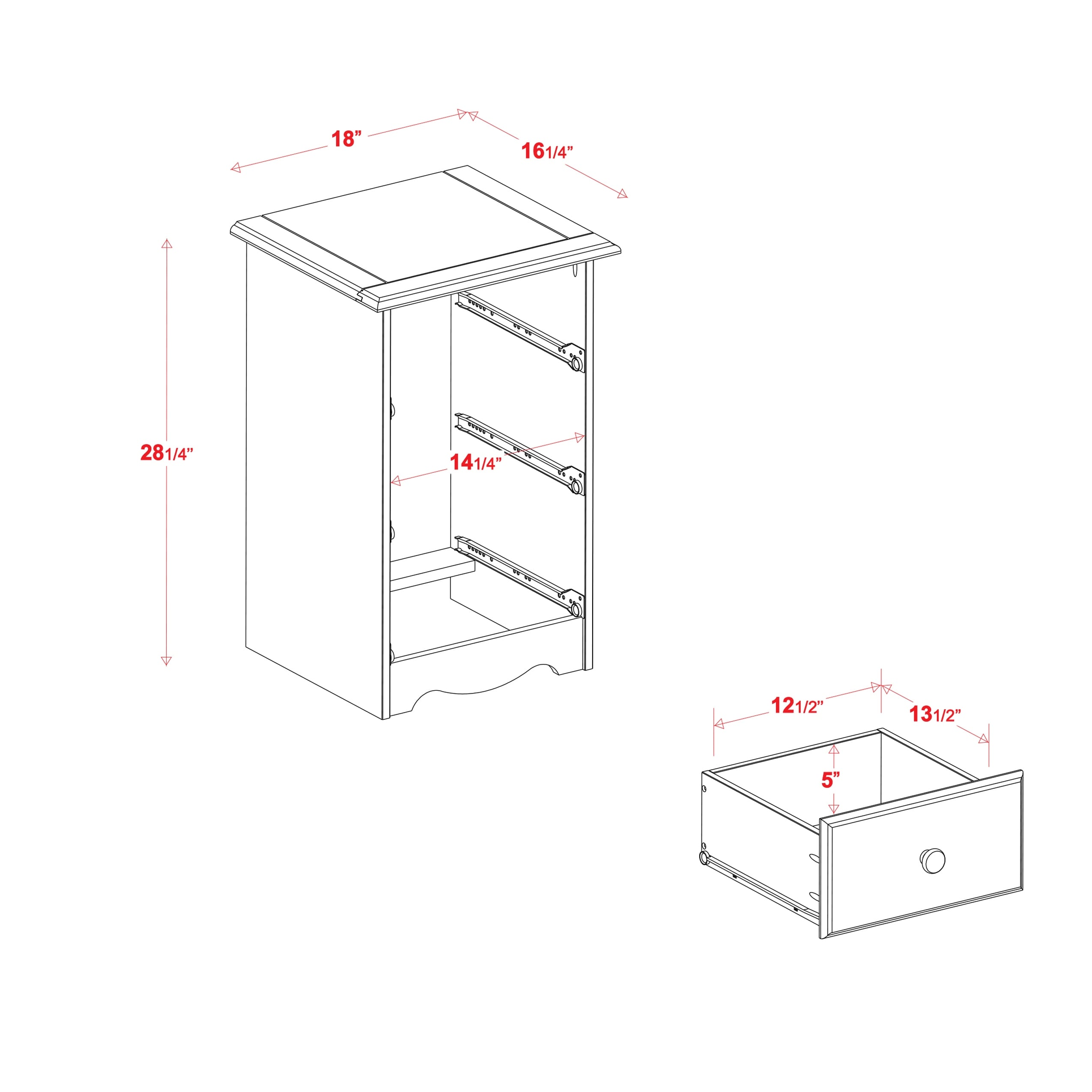 Table de chevet 3 tiroirs 100 % bois massif de Palace Imports avec boutons en métal ou en bois