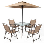 Ensemble de patio Pellebant 6 pièces avec table, parasol et 4 chaises pliantes - 22,4 L x 26,8 P x 34,4 H