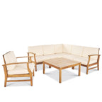 Ensemble de canapés d'extérieur Perla 7 pièces en bois d'acacia avec coussin par Christopher Knight Home