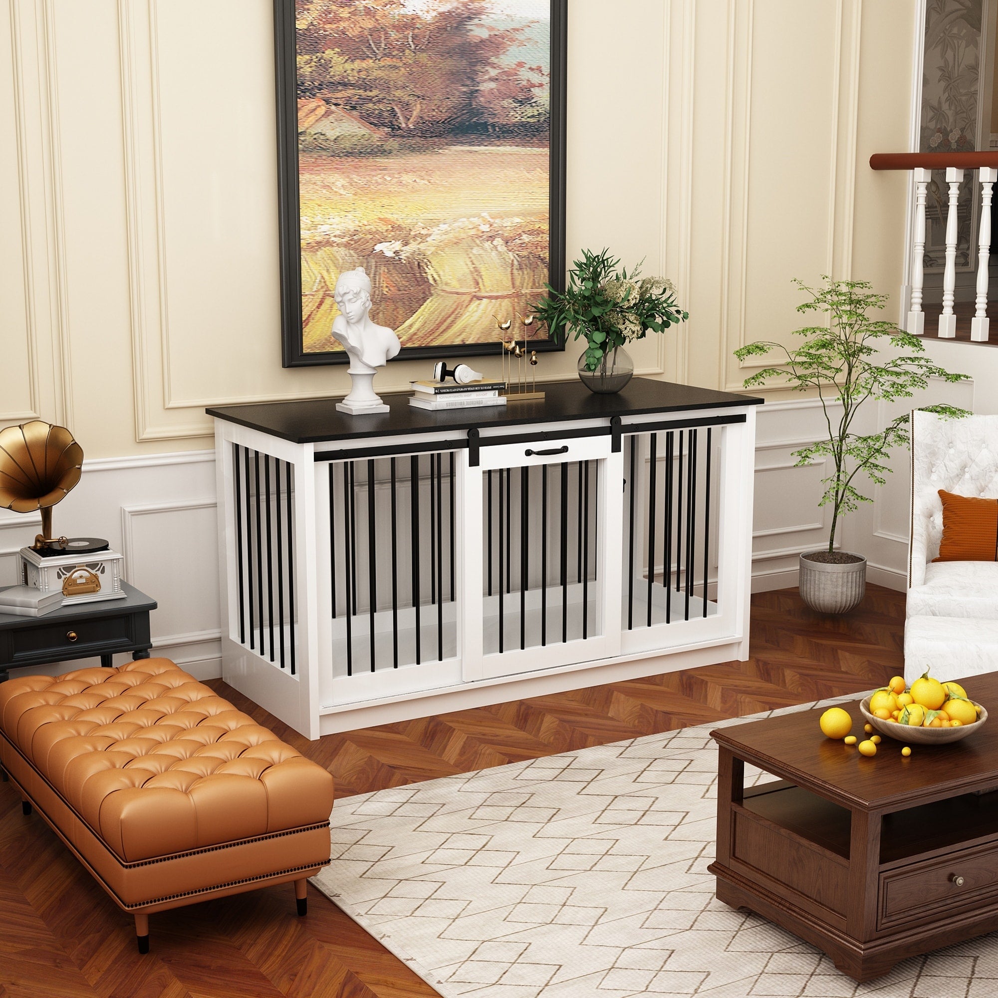 Cage pour chien élégante et robuste avec renfort en tube de fer