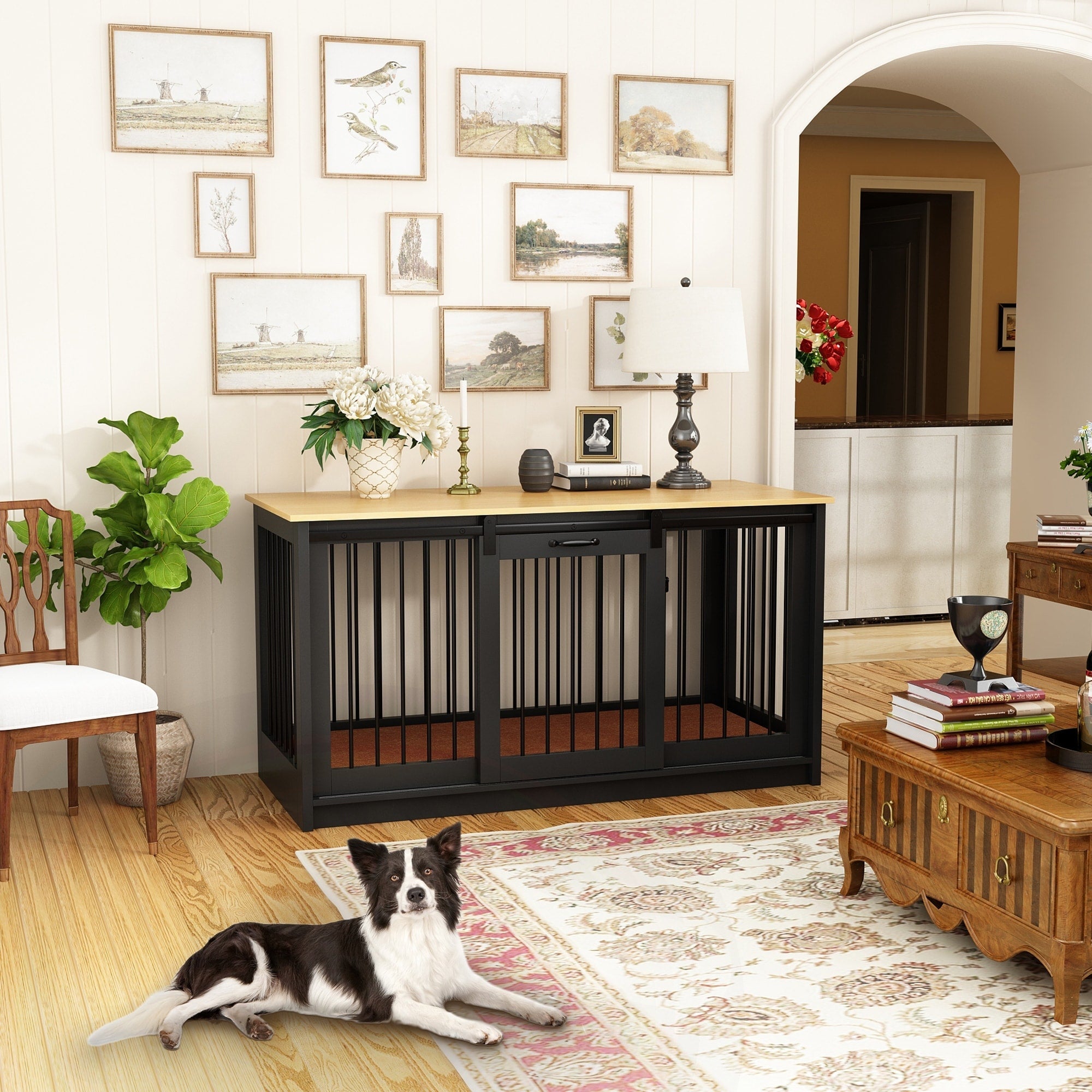 Cage pour chien élégante et robuste avec renfort en tube de fer