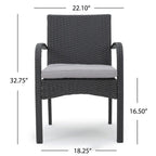 Ensemble bistrot d'extérieur Peterson 3 pièces en osier avec coussins par Christopher Knight Home