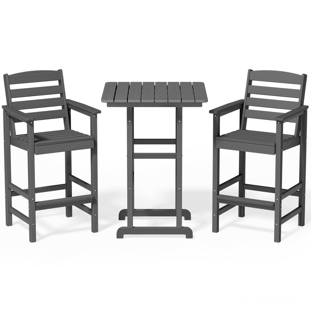 Ensemble de 3 chaises hautes Adirondack en plastique pour patio