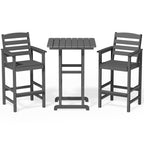 Ensemble de 3 chaises hautes Adirondack en plastique pour patio