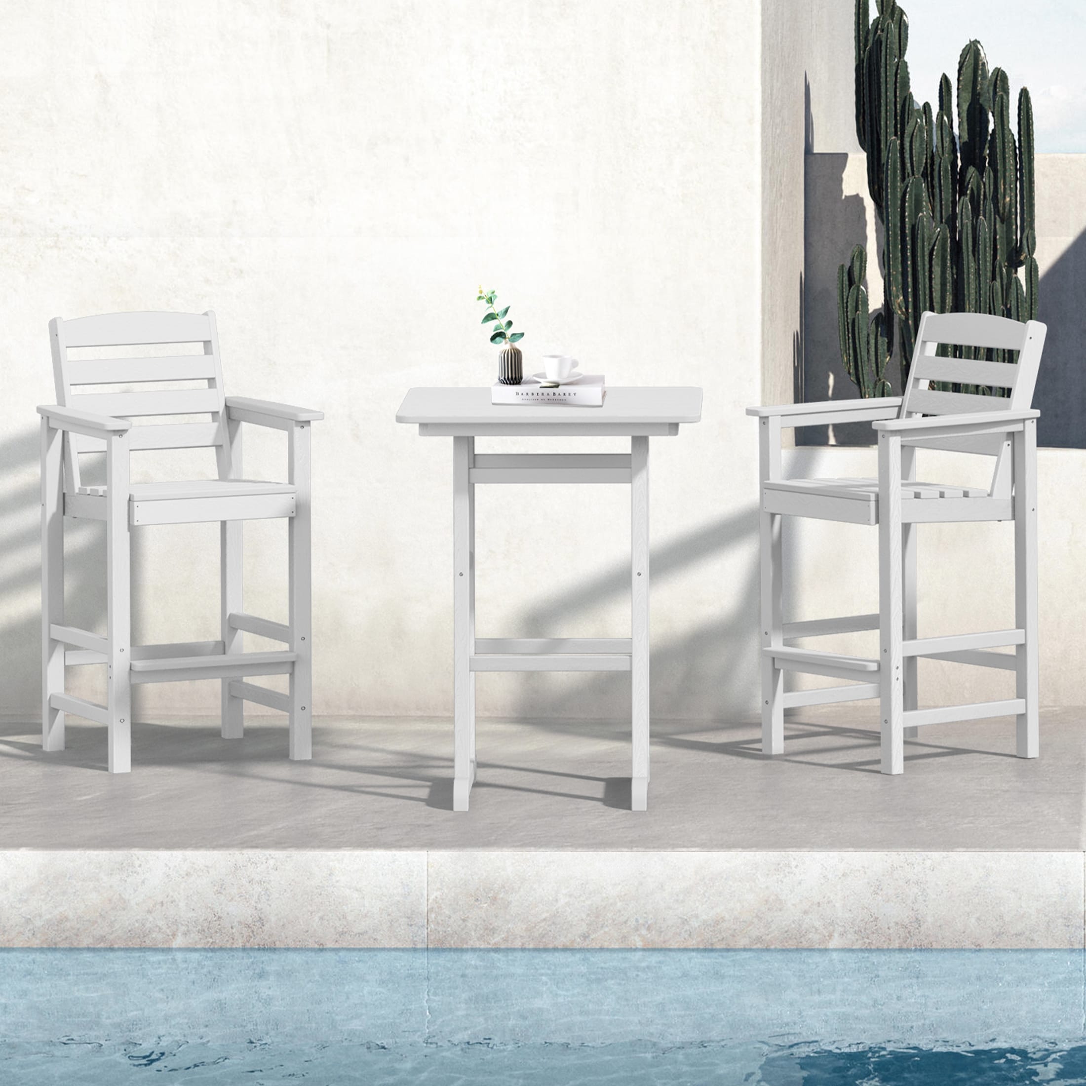 Ensemble de 3 chaises hautes Adirondack en plastique pour patio