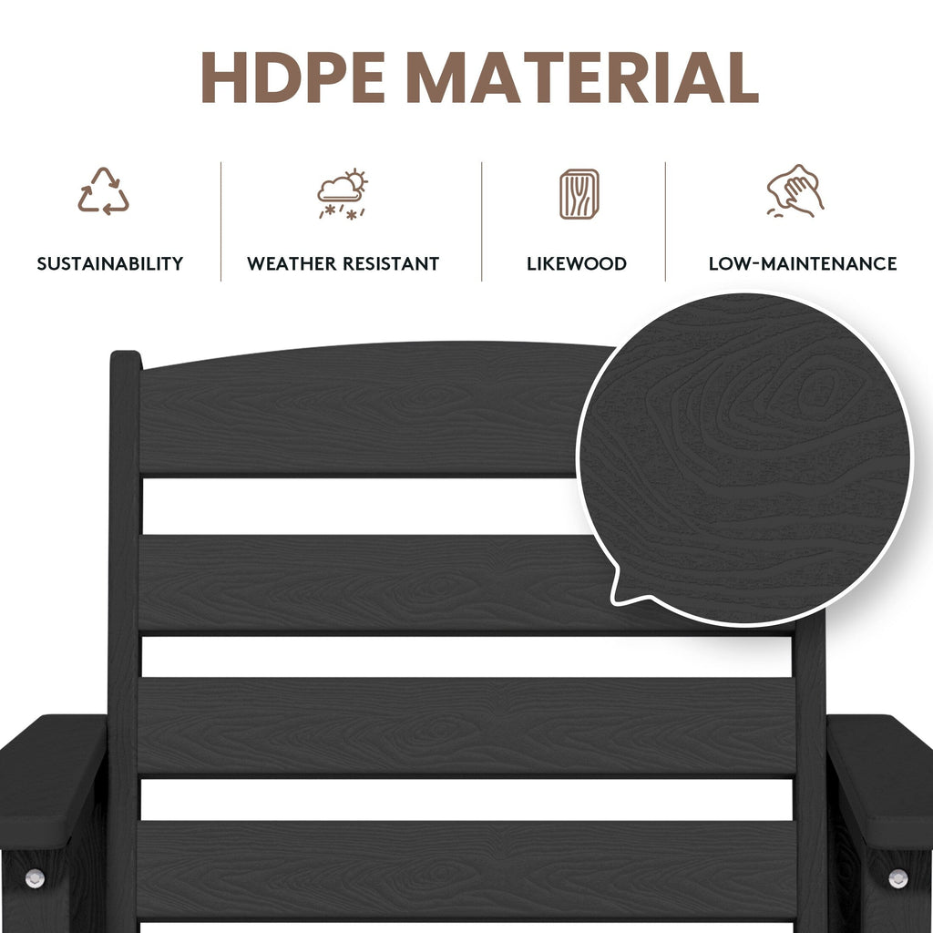 Ensemble de 3 chaises hautes Adirondack en plastique pour patio