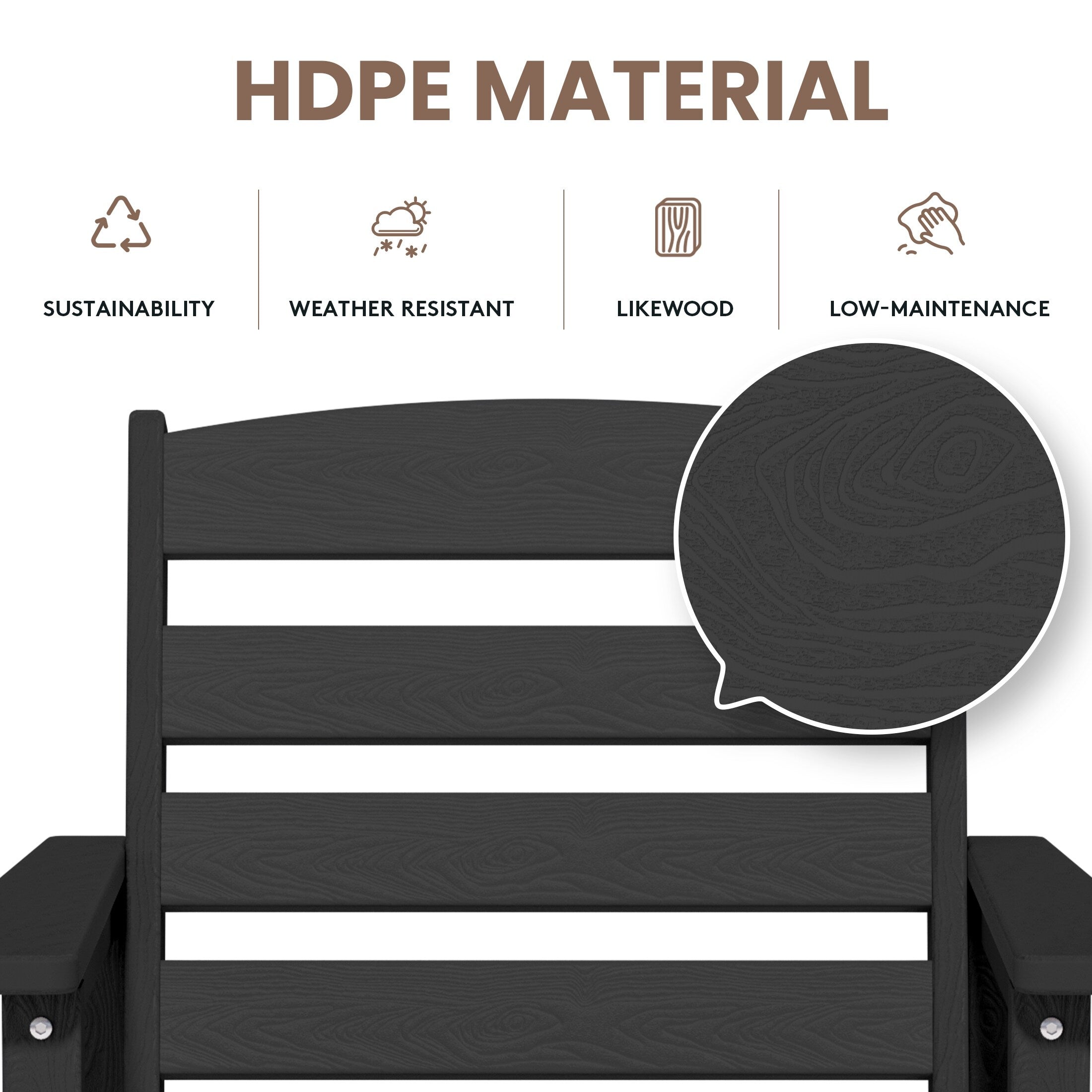 Ensemble de 3 chaises hautes Adirondack en plastique pour patio