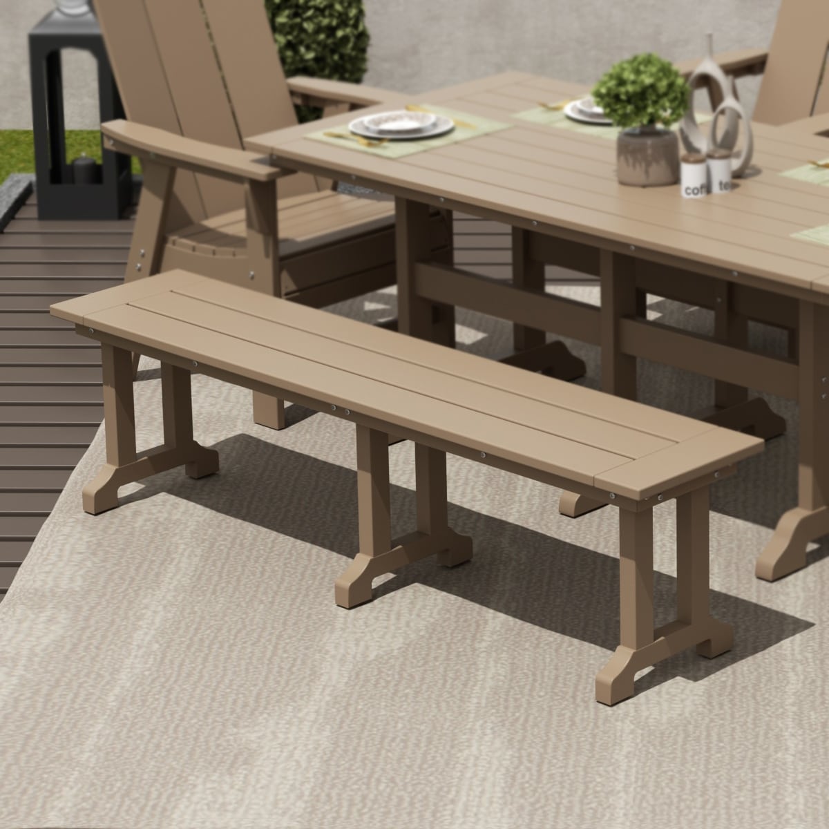 Banc de terrasse extérieur Polytrends Laguna en PEHD toutes saisons 65