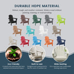 Chaise pliante Adirondack Polytrends Laguna résistante à la décoloration et aux intempéries pour patio extérieur