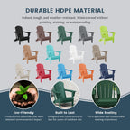 Chaise pliante Adirondack Polytrends Laguna résistante à la décoloration et aux intempéries pour patio extérieur