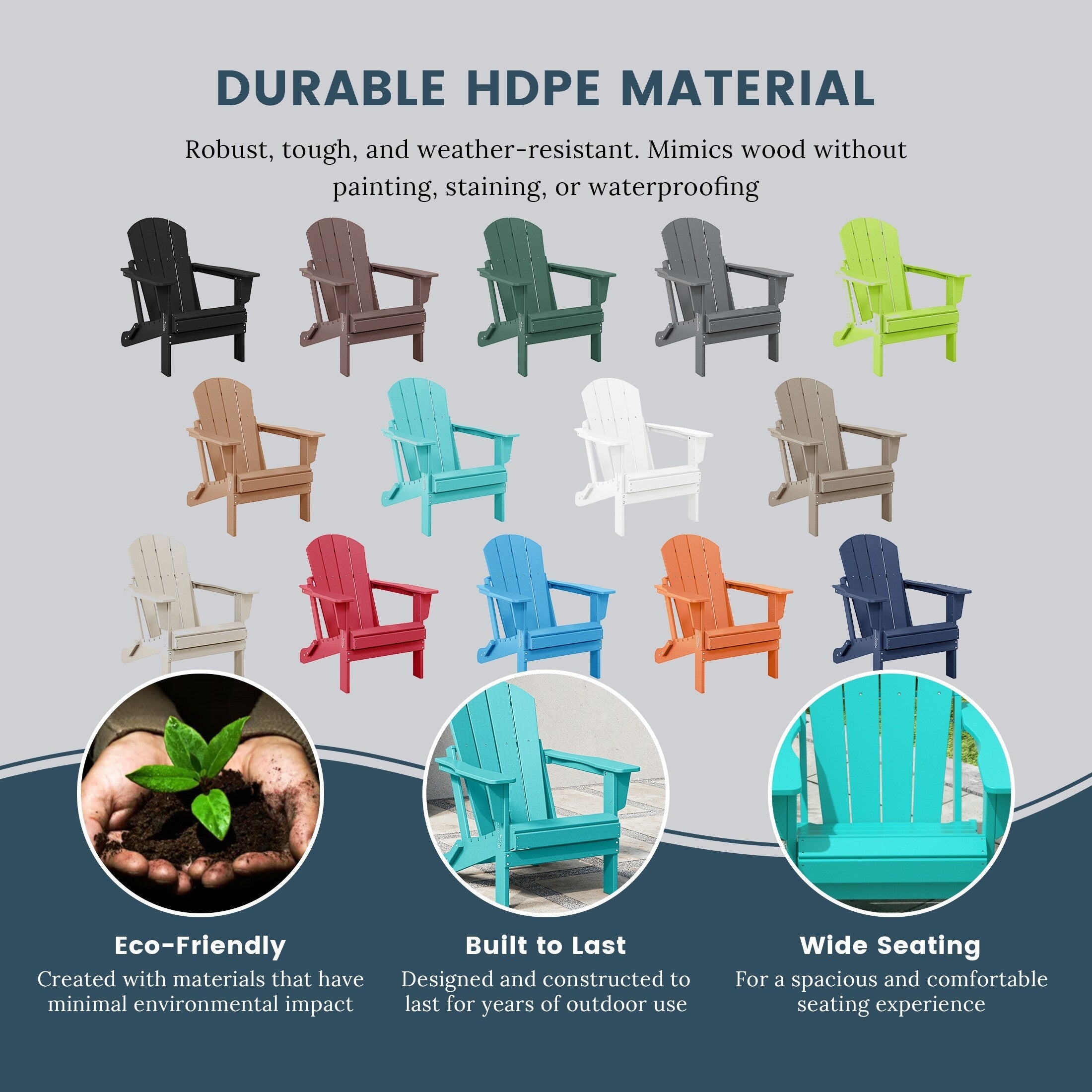 Chaises pliantes Adirondack Polytrends Laguna résistantes aux intempéries (lot de 4)