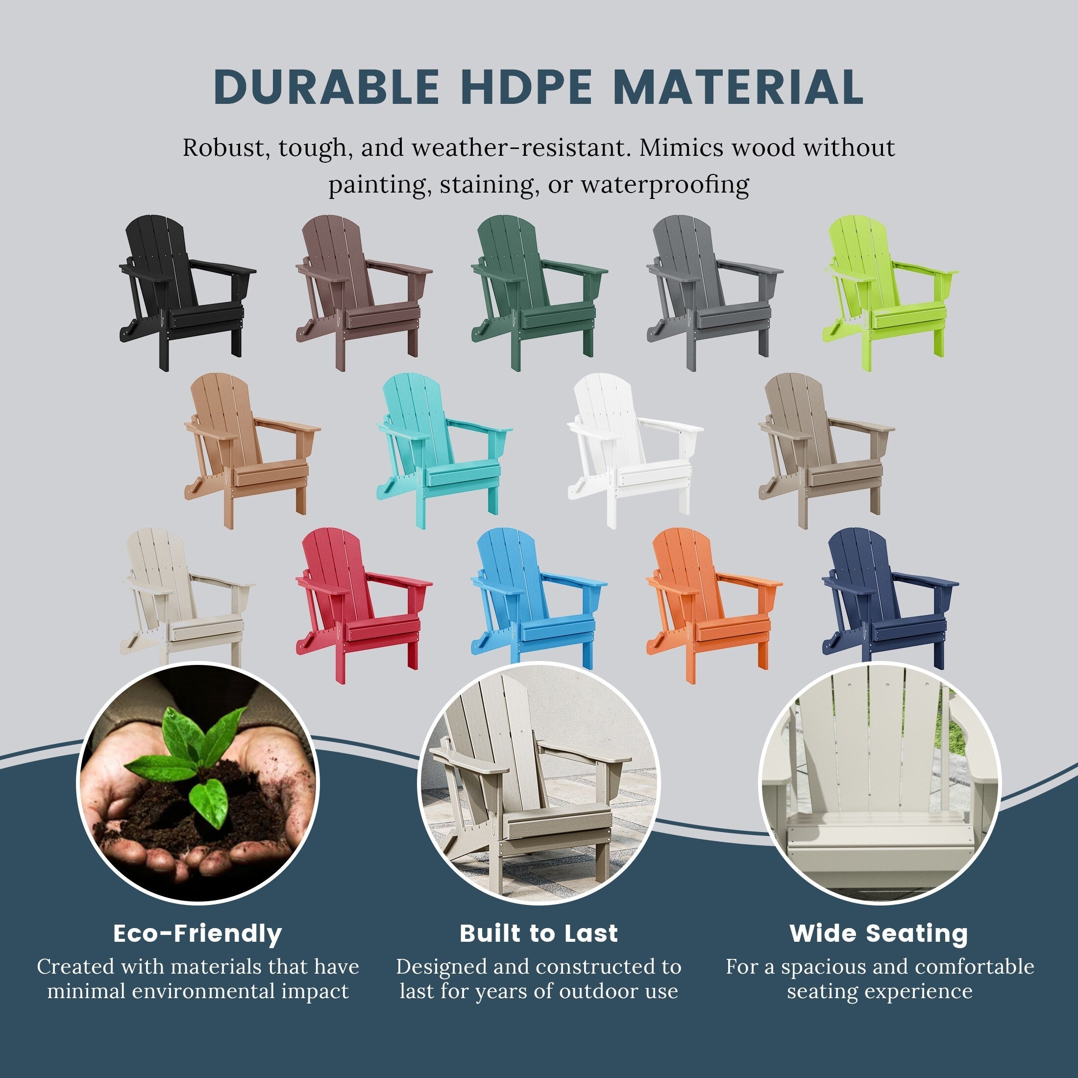 Chaises pliantes Adirondack Polytrends Laguna résistantes aux intempéries (lot de 4)