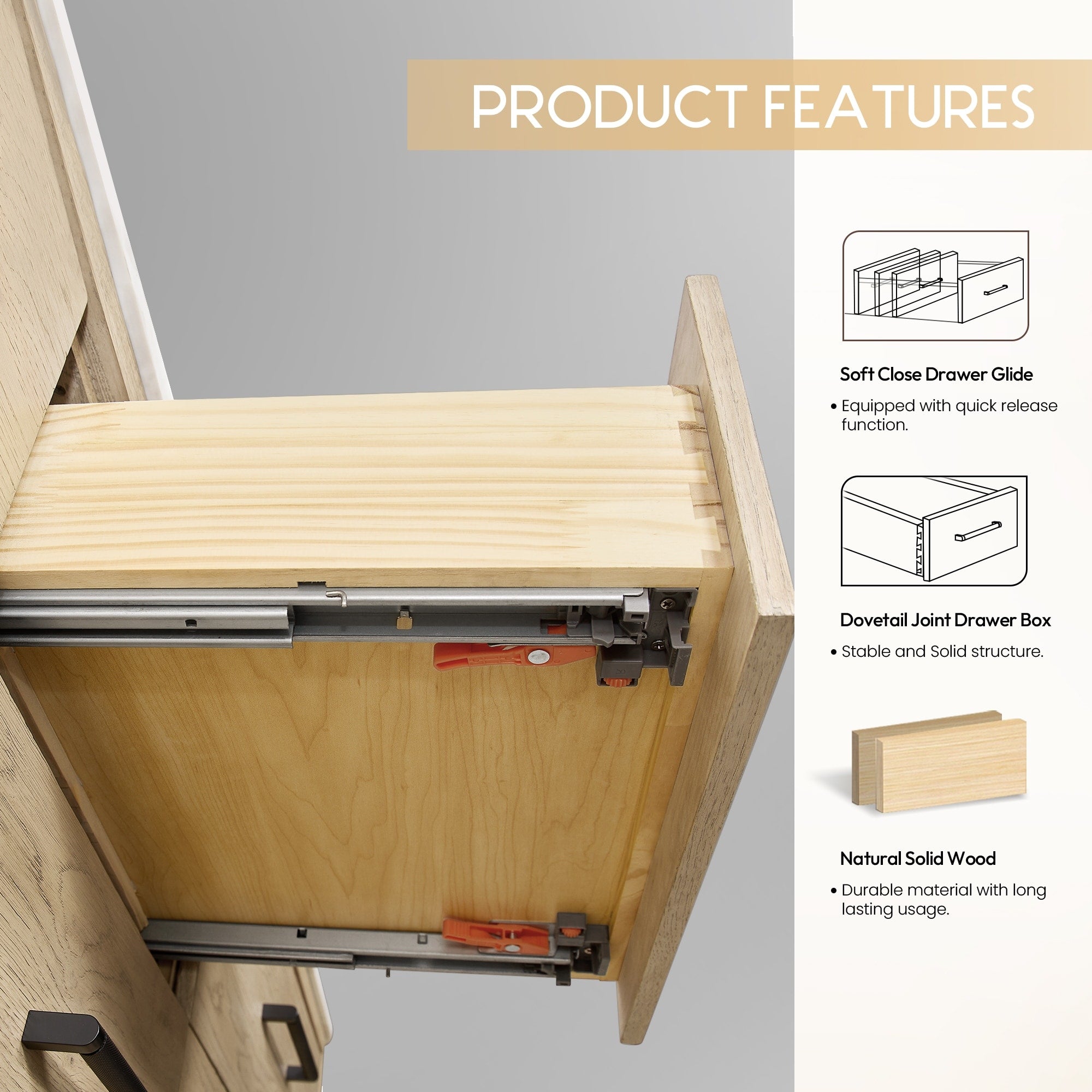 Meuble-lavabo Porto avec dessus en quartz blanc sans miroir