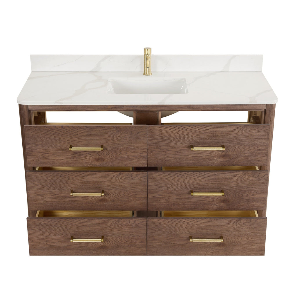 Meuble-lavabo Porto avec dessus en quartz blanc sans miroir