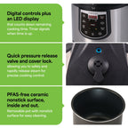 Autocuiseur électrique Presto 02141 6 pintes avec mijoteuse programmable, argent