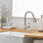 Robinet de cuisine à tirette, poignée unique, robinet d'évier de cuisine moderne à un trou avec douchette extractible, robinet de lavabo avec plaque de pont