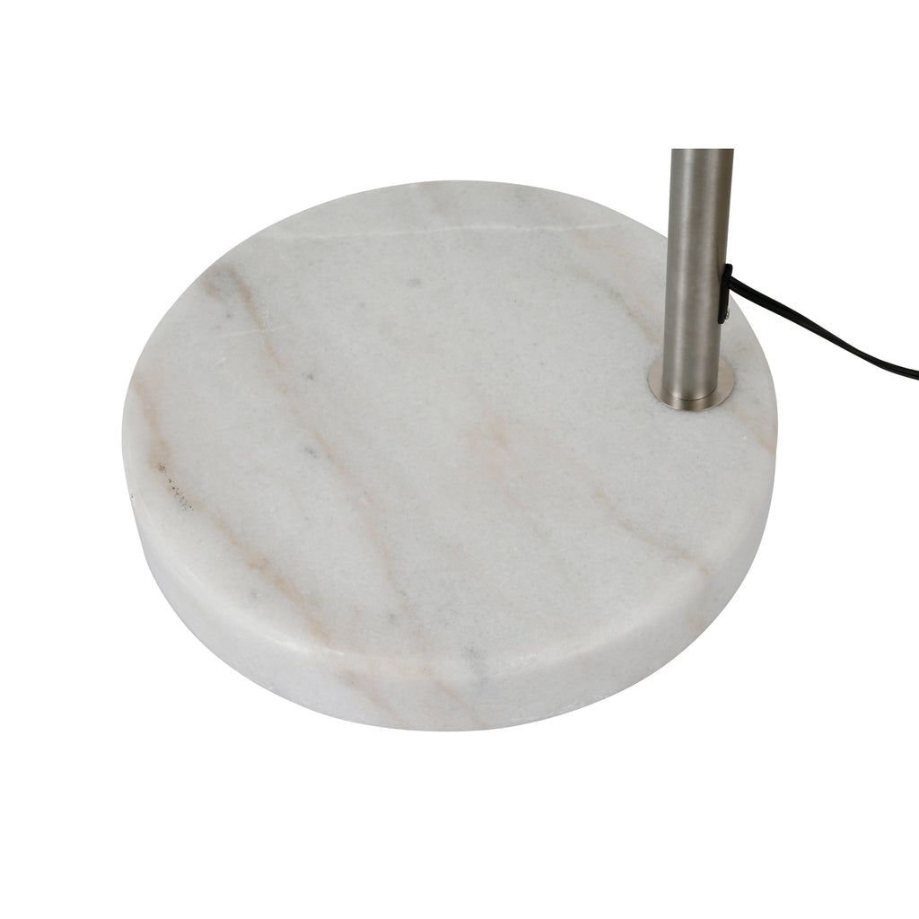 Lampadaire arqué réglable en acier Q-Max 81 avec abat-jour extra large et base en marbre