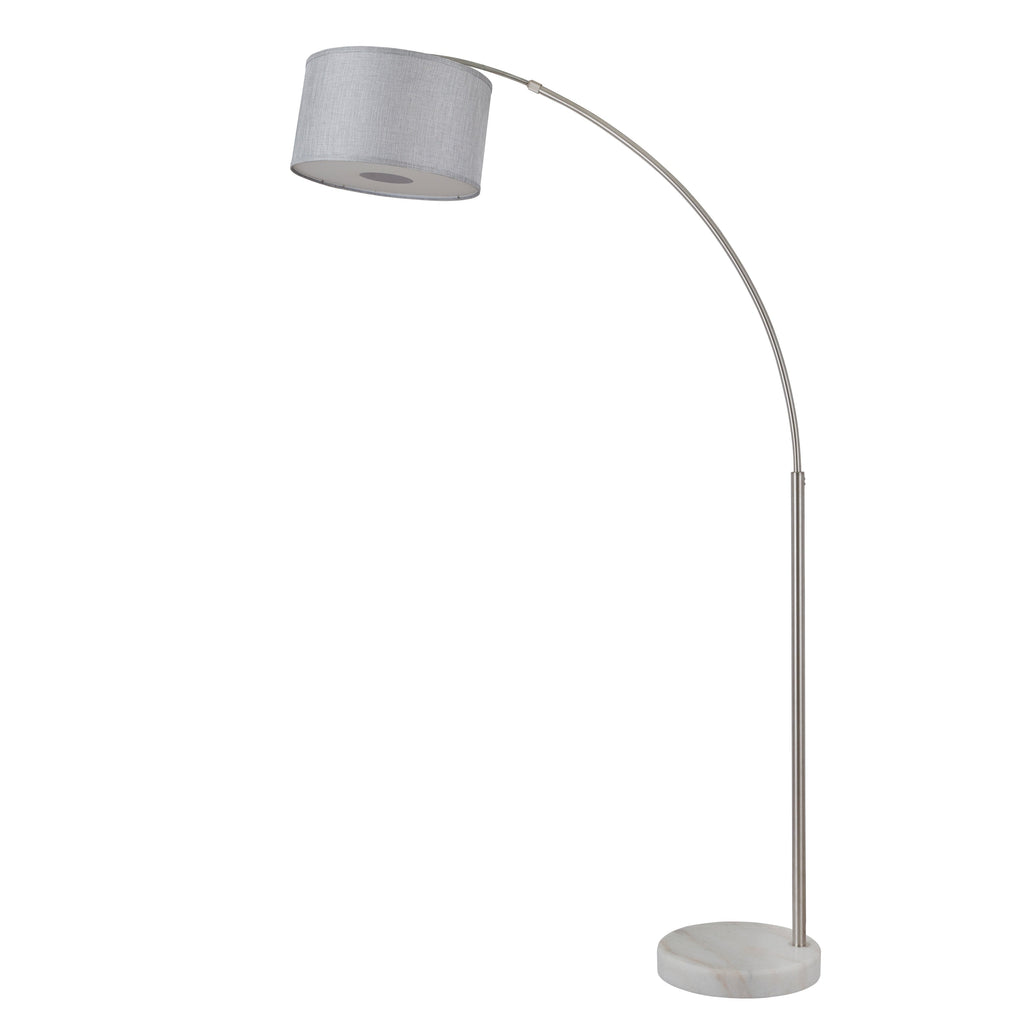 Lampadaire arqué réglable en acier Q-Max 81 avec abat-jour extra large et base en marbre