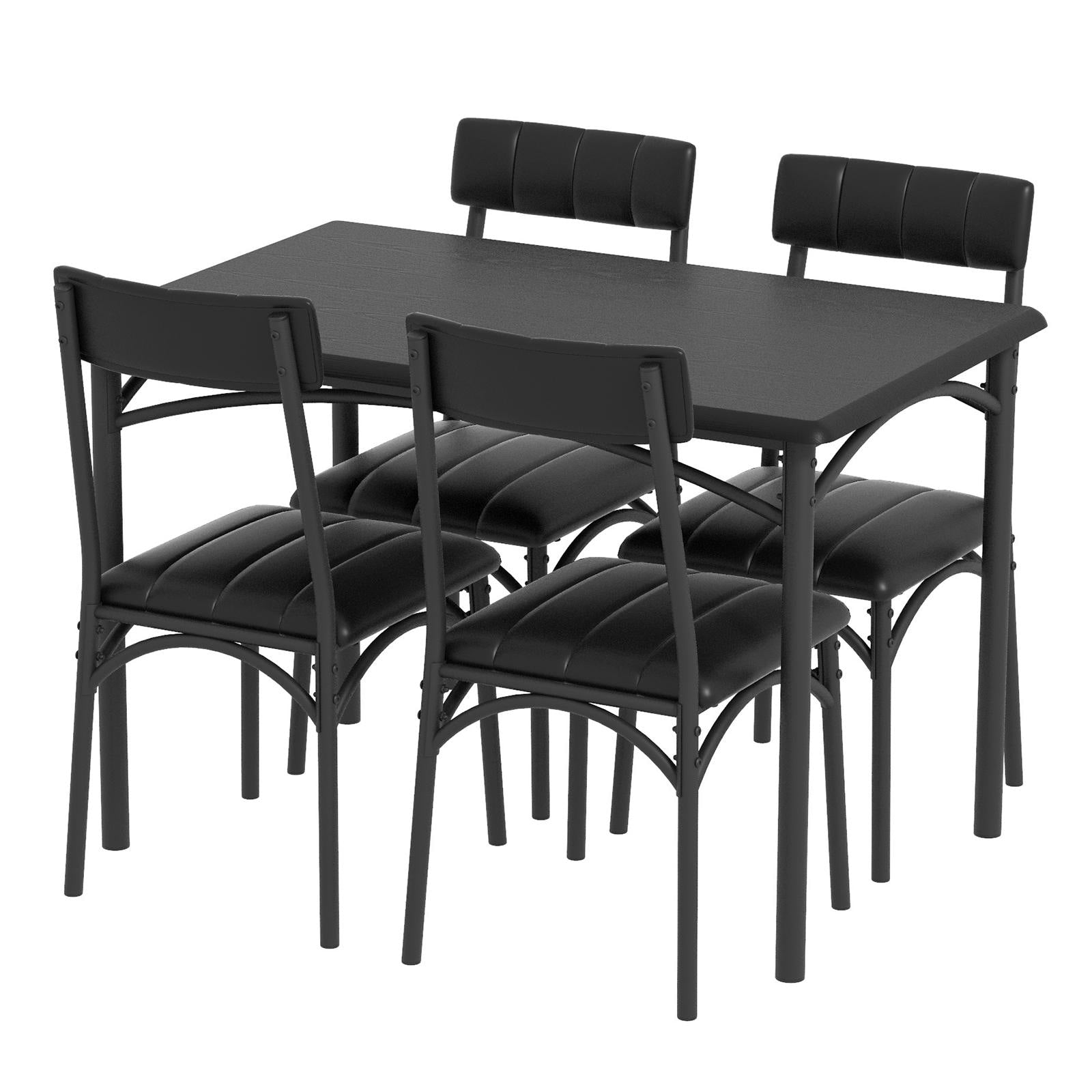 Ensemble table à manger rectangulaire pour 4 personnes avec chaises rembourrées