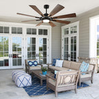 Ventilateur de plafond télécommandé avec lumières, grandes 8 pales en bois