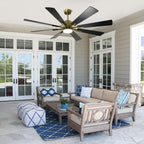 Ventilateur de plafond télécommandé avec lumières, grandes 8 pales en bois