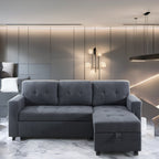 Canapé sectionnel réversible avec lit gigogne, méridienne avec rangement dissimulé, pieds durables,