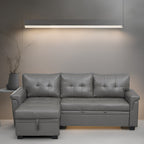 Canapé sectionnel réversible avec lit gigogne, méridienne avec rangement dissimulé, pieds durables,
