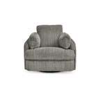 Fauteuil inclinable manuel pivotant Rikki, velours côtelé gris, 2 coussins