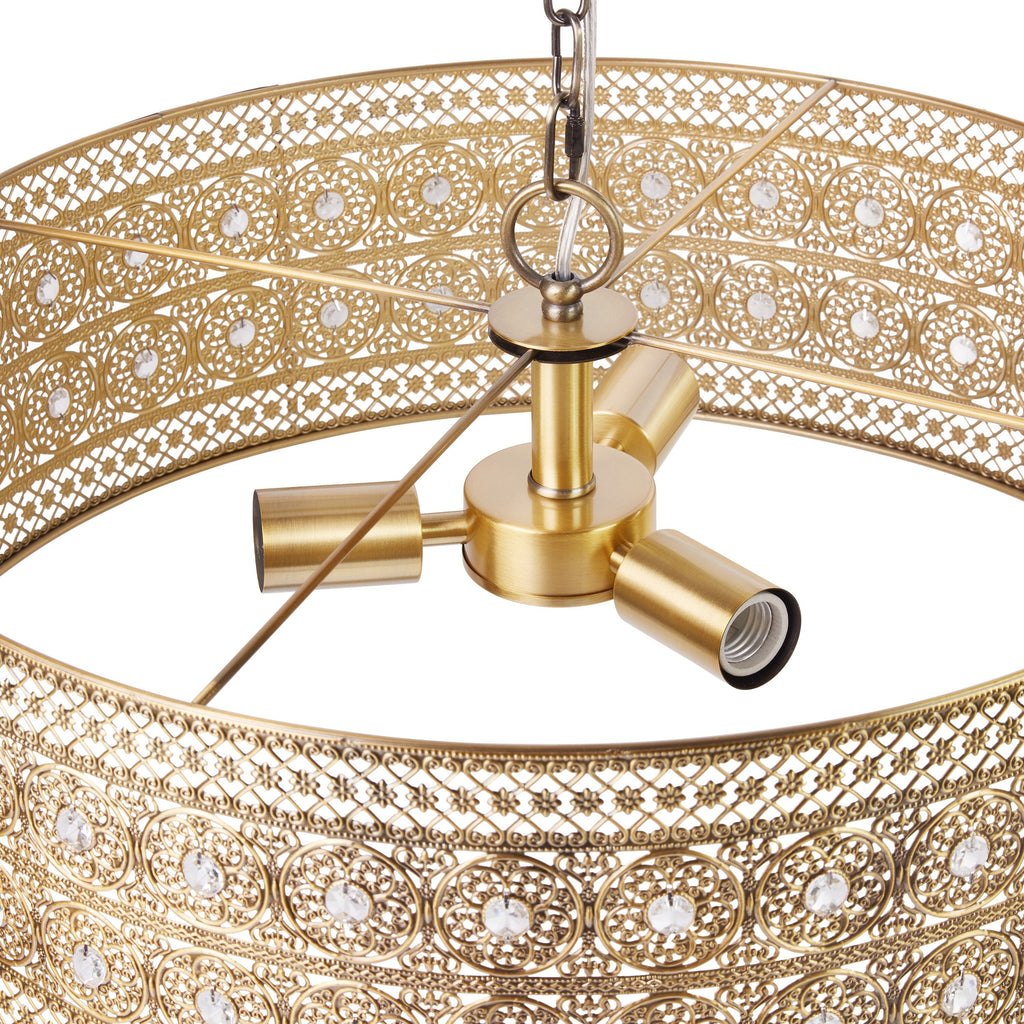 Lustre à 3 lumières River of Goods Bryar en laiton et cristal 23,5 W - 23,5 x 23,5 x 61,5